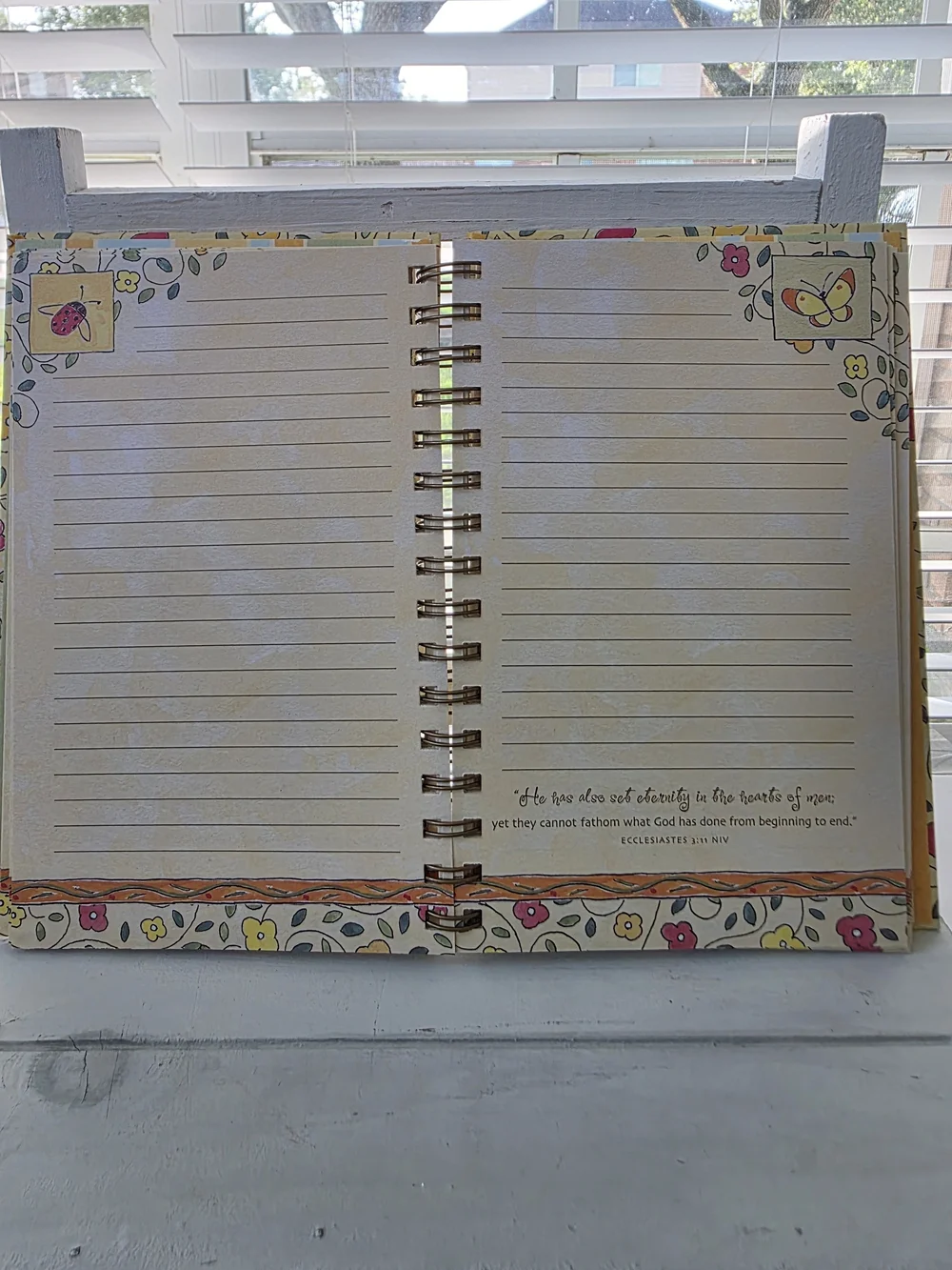 DaySpring Floral Spiral Journal with Butterfly & Ladybug Motifs - Yellow